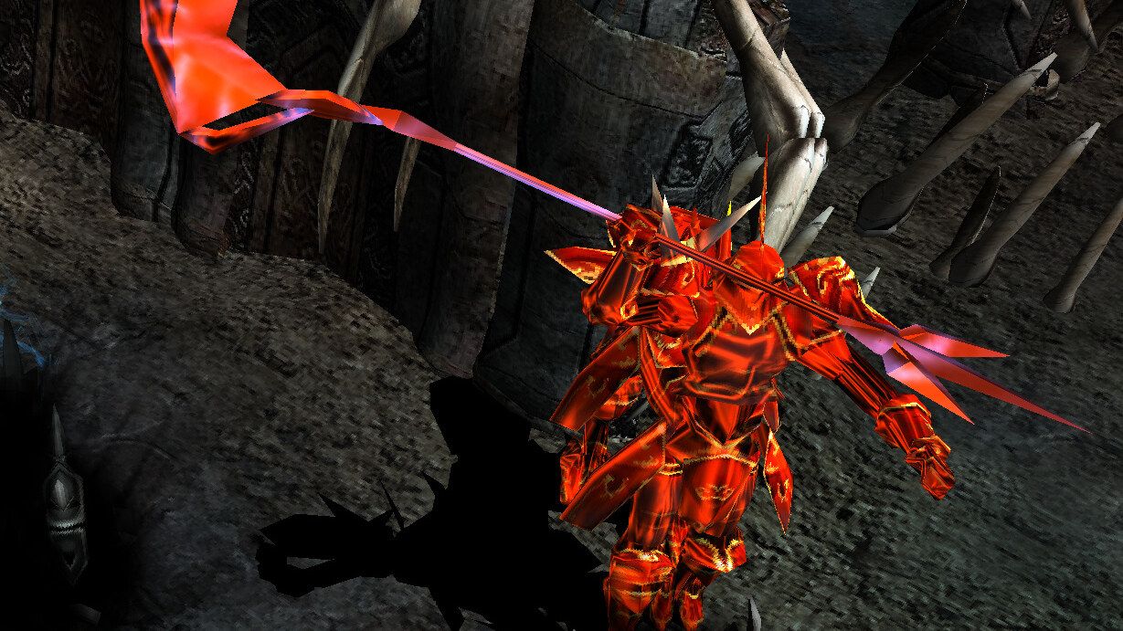 A Balrog swinging its flaming scythe in Lost Tower.